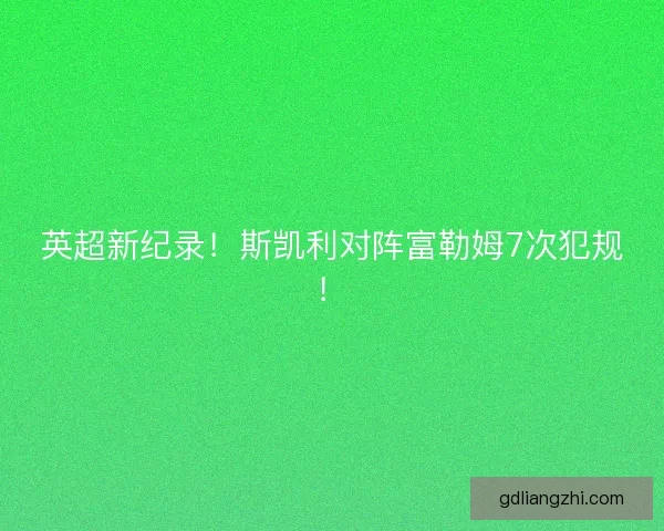 英超新纪录！斯凯利对阵富勒姆7次犯规！