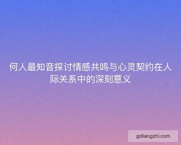 何人最知音探讨情感共鸣与心灵契约在人际关系中的深刻意义