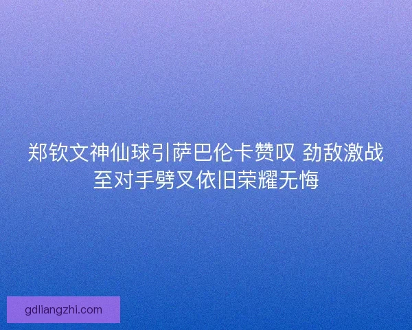 郑钦文神仙球引萨巴伦卡赞叹 劲敌激战至对手劈叉依旧荣耀无悔