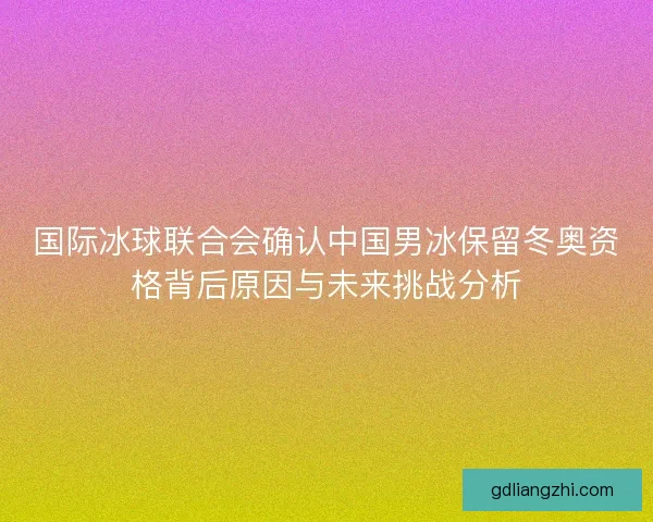 国际冰球联合会确认中国男冰保留冬奥资格背后原因与未来挑战分析