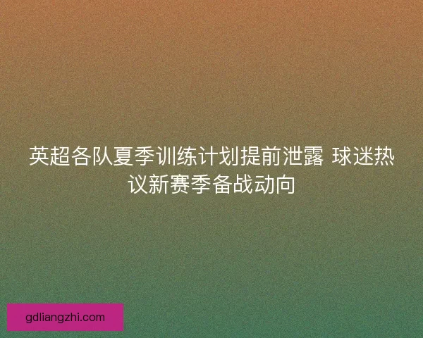 英超各队夏季训练计划提前泄露 球迷热议新赛季备战动向