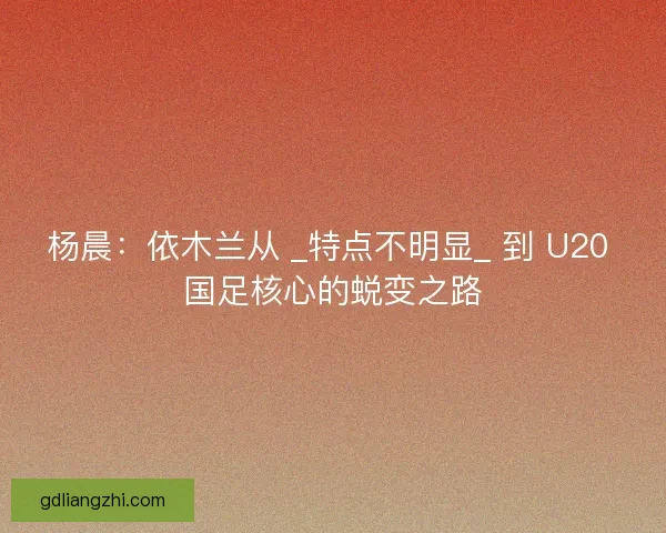 杨晨：依木兰从 _特点不明显_ 到 U20 国足核心的蜕变之路